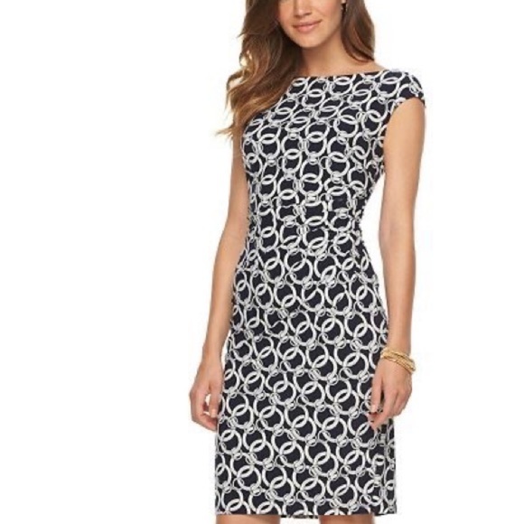 Tommy Hilfiger Dresses & Skirts - 𝅺Tommy Hilfiger Petites Black/White Link Print Shift Dress